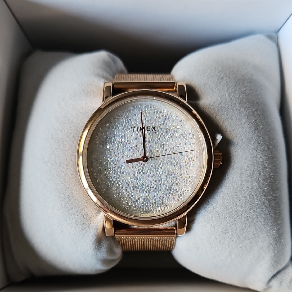Timex Rose Gold Crystal Opulence Watch with Sparkling Dial 38mm - Picture 1 of 5